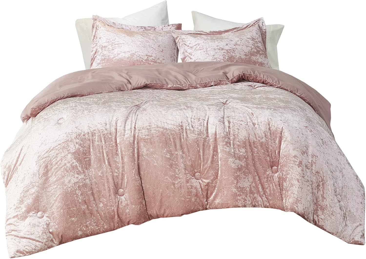 Comfort Spaces Juliette Luxe Comforter Set Velvet Lush with Soft Brushed Microfiber Reverse, All Season Cozy Velvet Bedding Sets, Fluffy Comforter Bed Set, Matching Sham, Blush Full/Queen 3 Piece - Image 7