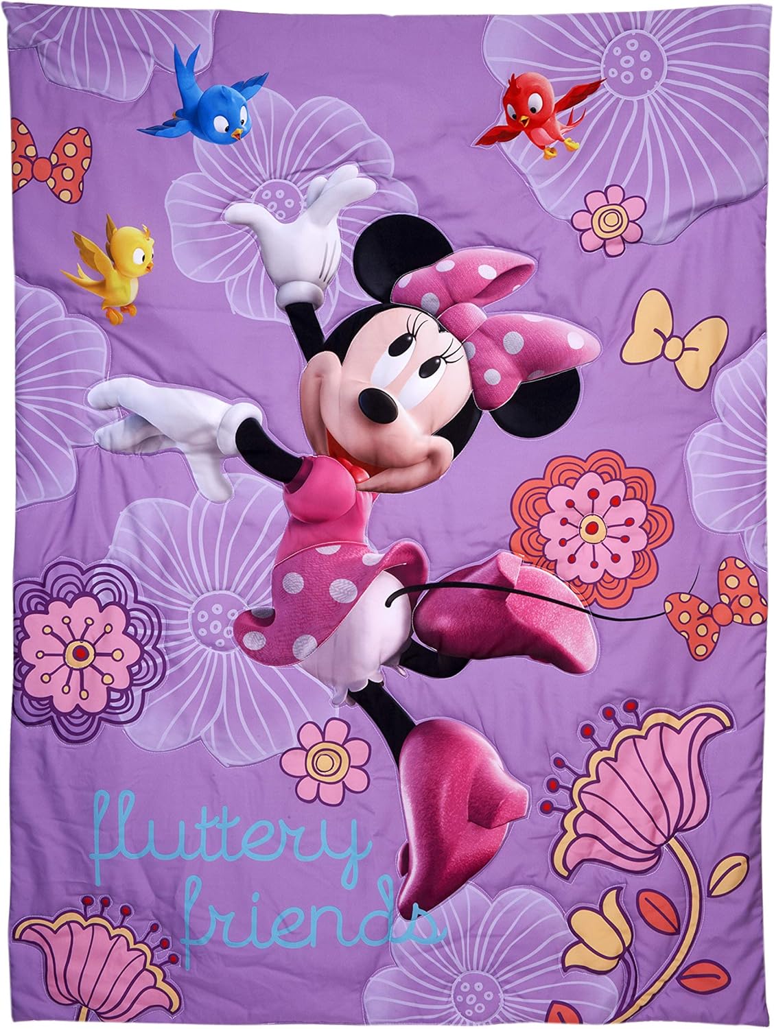 Disney 4 Piece Minnie's Fluttery Friends Toddler Bedding Set, Lavender - Image 2