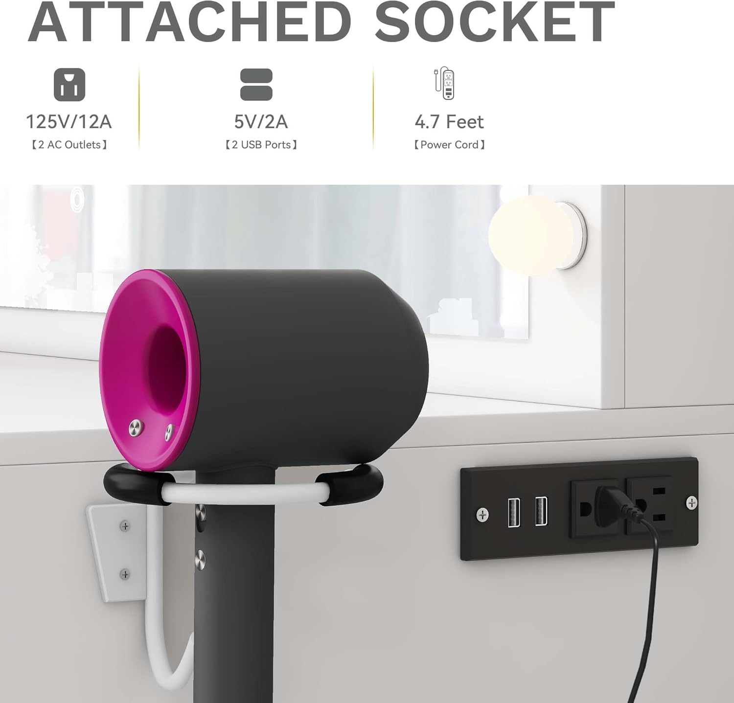 DWVO Makeup Vanity with Lighted Mirror, Vanity Desk with Power Strip, Adjustable Lighting, 4 Drawers, and Cushioned Stool - Image 3