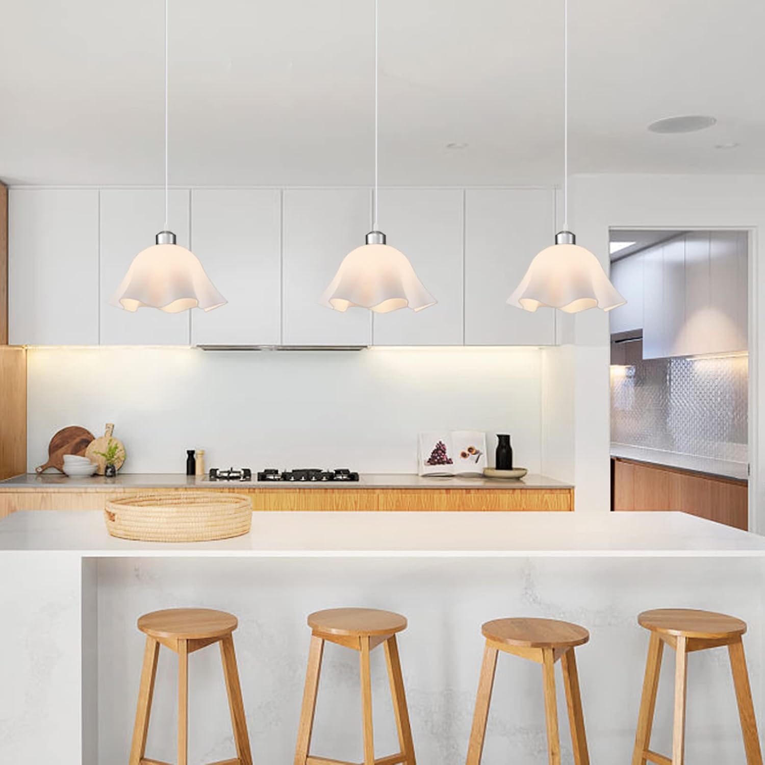 Plug in Pendant Light, 2 Pack Hanging Lights with Plug in Cord, Hanging Lamp with15Ft Cord, On/Off Switch, Frosted Plastic White Shade, Plug in Hanging Ceiling Lights for Bedroom, Living Room - Image 5